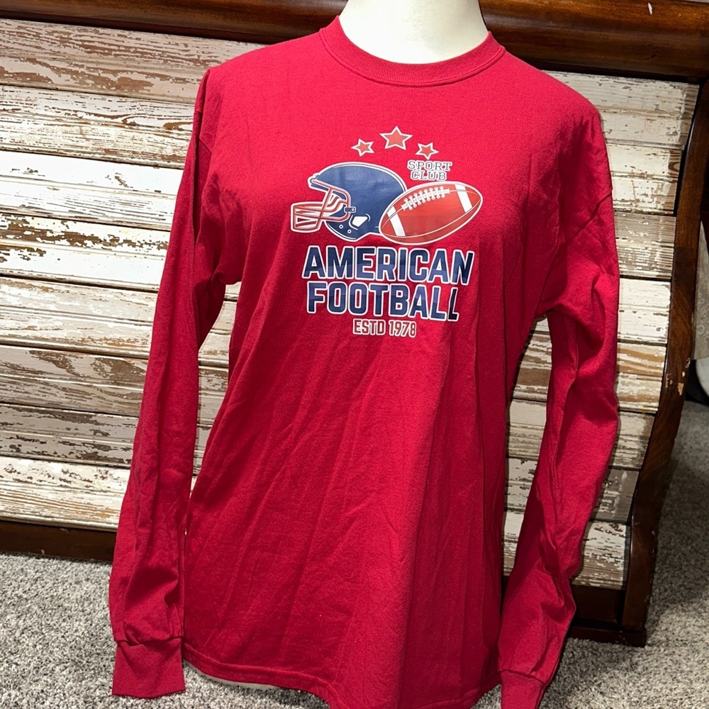 NWOT just Pressed Gildan Burgundy  Cotton Football Shirt